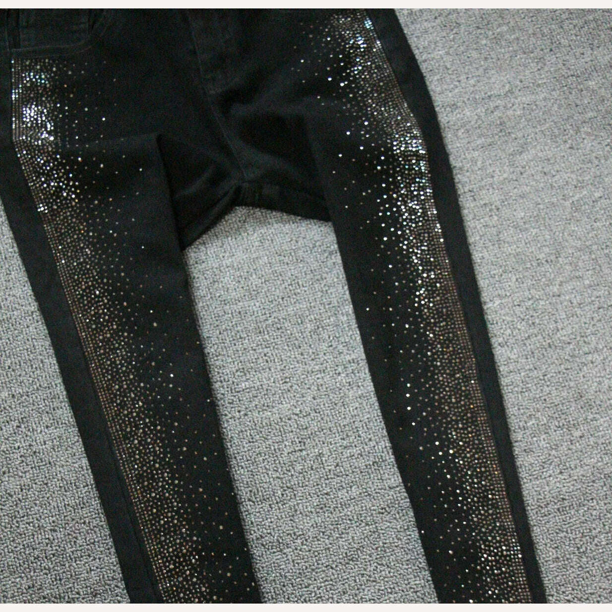 Autumn High-End 2023 High Waist Rhinestone Bling Gradient Gray Black Skinny Jeans Women Cotton Stretch Slim Fit Denim Boot Pants - KIMLUD