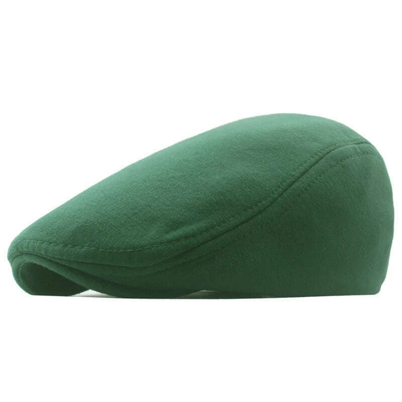 Autumn Winter British Style Newsboy Beret Cap Men'S Golf Driving Sun Flat Cabbie Hat Gatsby Ivy Cap Solid Soft Peaked Cap - KIMLUD
