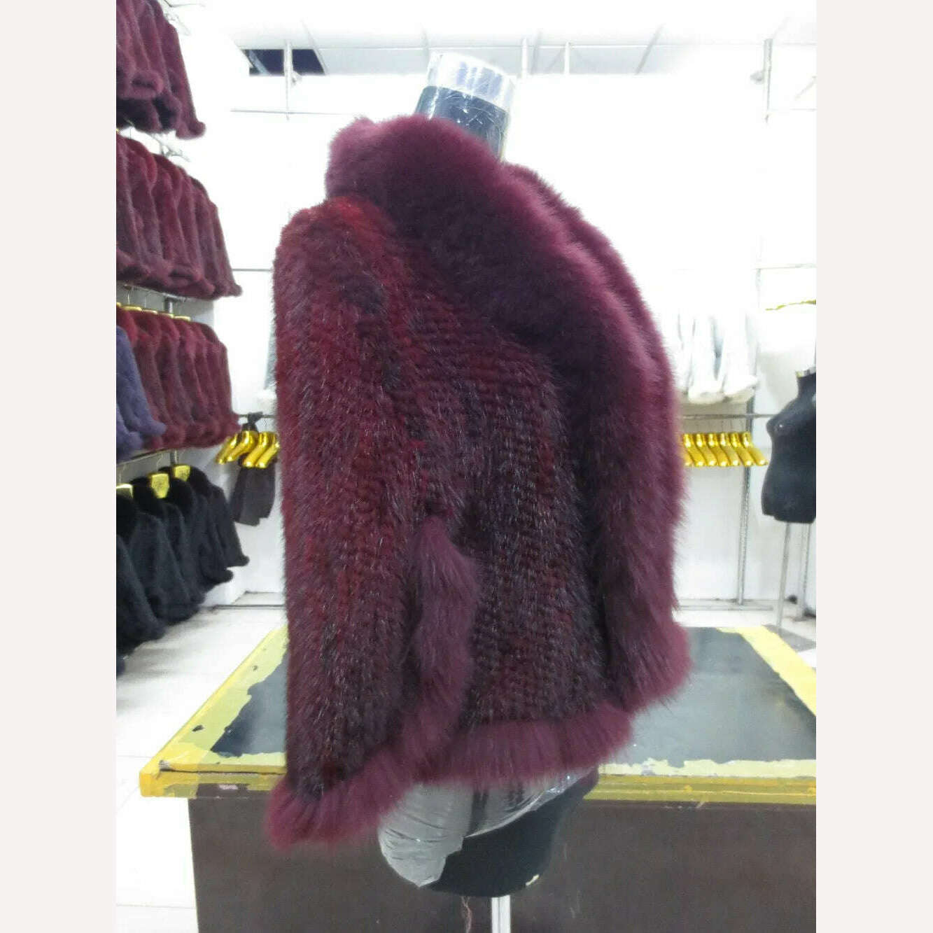 Autumn Winter Ladies' Genuine Knitted Mink Fur Shawls Fox Fur Collar Women Fur Pashmina Wraps Bridal Cape Coat Jacket - KIMLUD