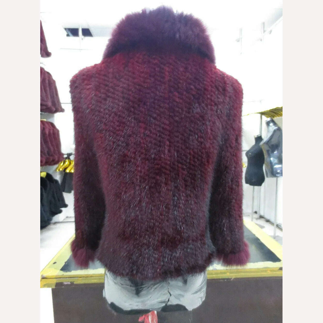 Autumn Winter Ladies' Genuine Knitted Mink Fur Shawls Fox Fur Collar Women Fur Pashmina Wraps Bridal Cape Coat Jacket - KIMLUD