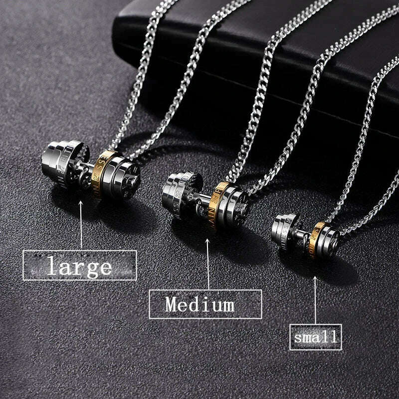 Barbell Necklace Male necklace stainless steel mens Couple pendants Fitness sports man accesories jewelry for neck - KIMLUD