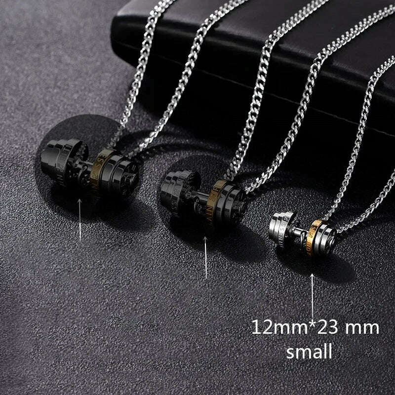 Barbell Necklace Male necklace stainless steel mens Couple pendants Fitness sports man accesories jewelry for neck - KIMLUD
