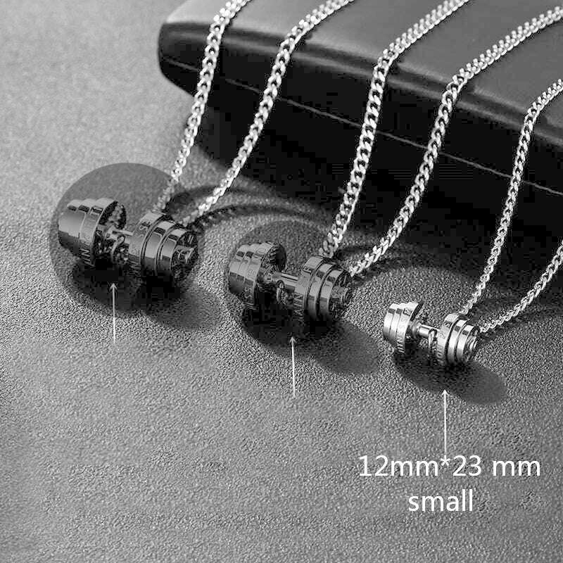 Barbell Necklace Male necklace stainless steel mens Couple pendants Fitness sports man accesories jewelry for neck - KIMLUD