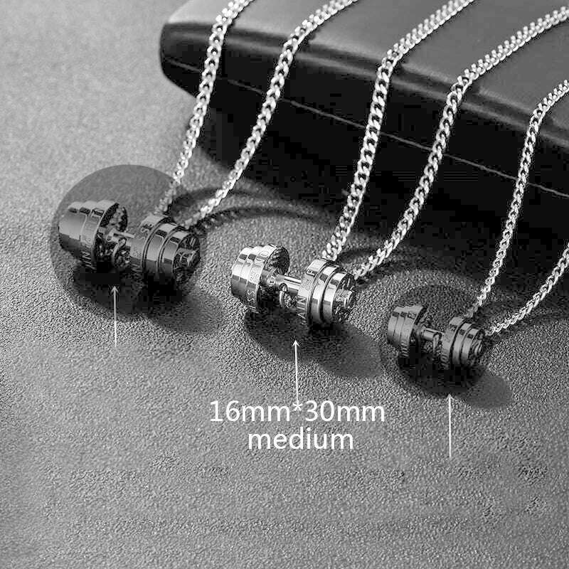 Barbell Necklace Male necklace stainless steel mens Couple pendants Fitness sports man accesories jewelry for neck - KIMLUD