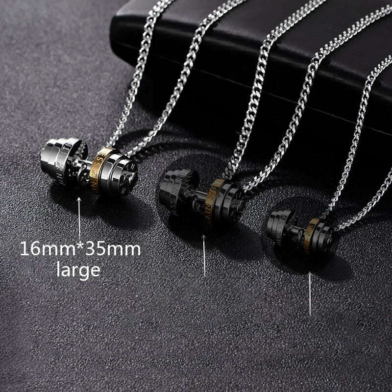 Barbell Necklace Male necklace stainless steel mens Couple pendants Fitness sports man accesories jewelry for neck - KIMLUD
