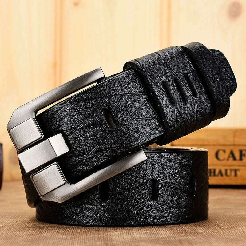 belt male leather belt men genuine leather strap luxury pin buckle casual men belt ancy vintage jeans high quality - KIMLUD