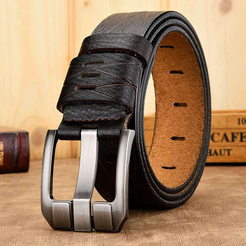 belt male leather belt men genuine leather strap luxury pin buckle casual men belt ancy vintage jeans high quality - KIMLUD