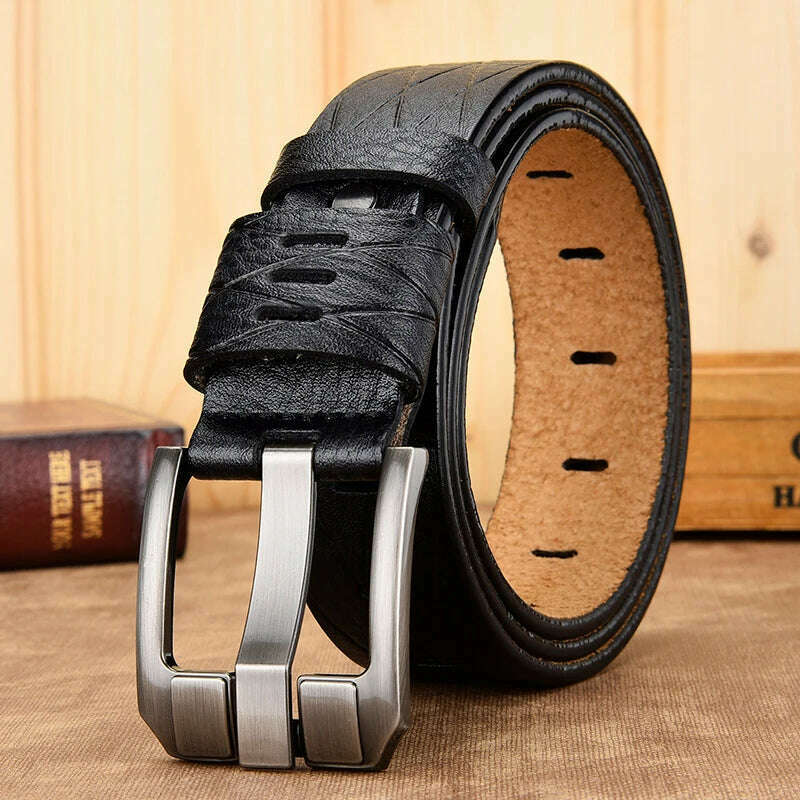 belt male leather belt men genuine leather strap luxury pin buckle casual men belt ancy vintage jeans high quality - KIMLUD
