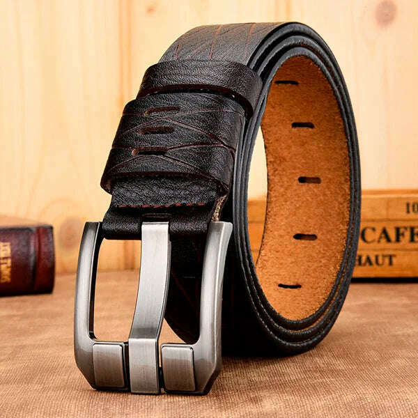 belt male leather belt men genuine leather strap luxury pin buckle casual men belt ancy vintage jeans high quality - KIMLUD