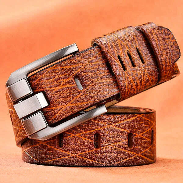 belt male leather belt men genuine leather strap luxury pin buckle casual men belt ancy vintage jeans high quality - KIMLUD