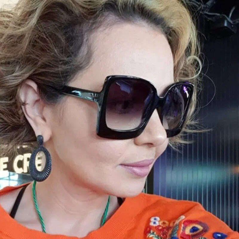 Big Frame Fashion Oversized Sunglasses Women Brand Designer Plastic Female Gradient Sun Glasses gafas de sol mujer UV400 - KIMLUD