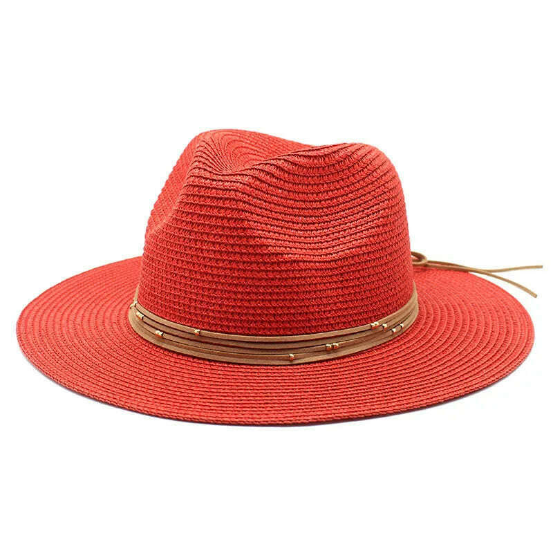 Big Size 60CM New Straw Hat 7cm Brim Summer Cooling Beach Sun Hat Outdoor Party Panama Jazz Hat Sombreros De Mujer - KIMLUD