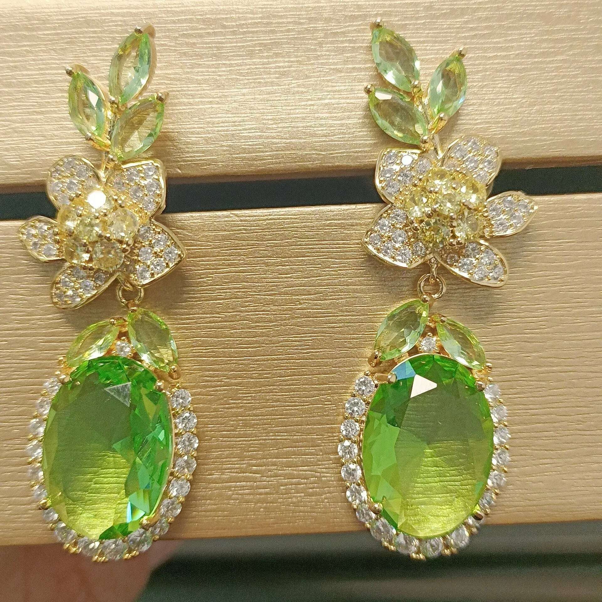 Bilincolor Blossoming Flower Lightweight Water Drop Shaped Zircon Earrings for Chrismas’ Gift - KIMLUD
