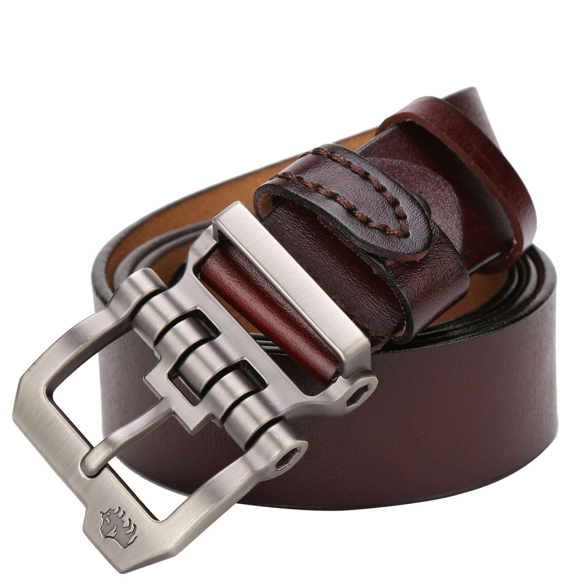 BISON DENIM Genuine Leather Men Belt Cowskin High Quality Personality Buckle Vintage Business Male Waist Straps For Jeans - KIMLUD