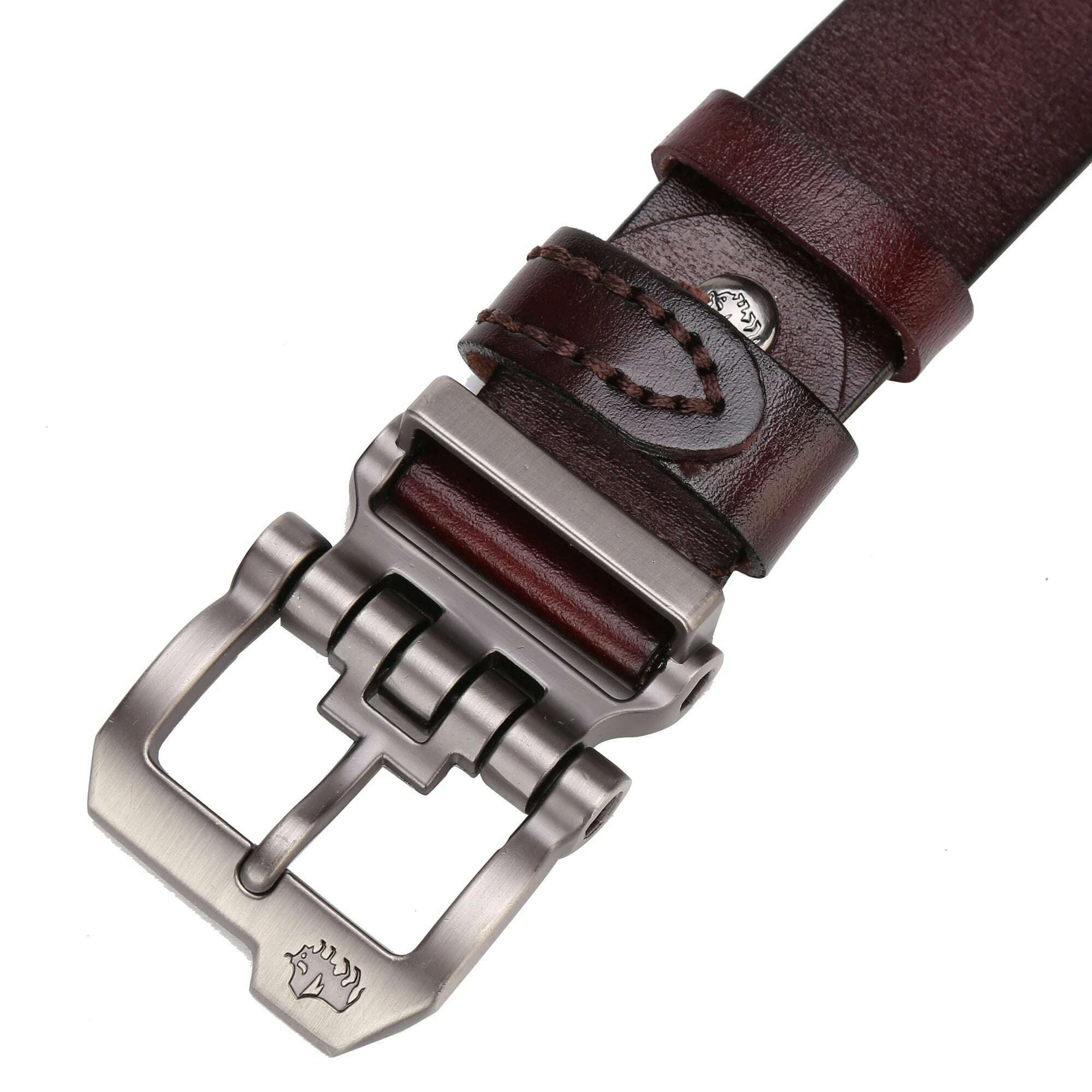 BISON DENIM Genuine Leather Men Belt Cowskin High Quality Personality Buckle Vintage Business Male Waist Straps For Jeans - KIMLUD