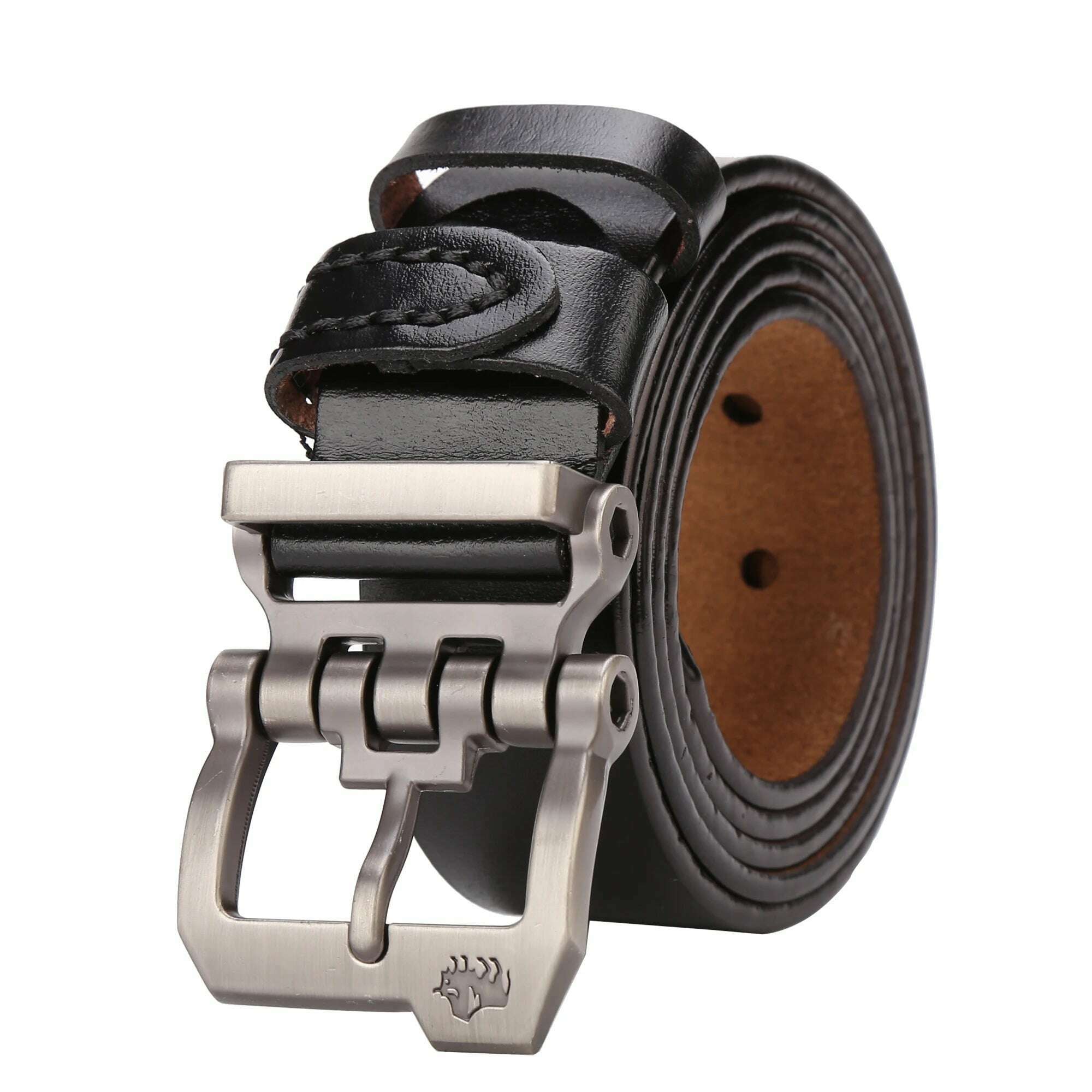 BISON DENIM Genuine Leather Men Belt Cowskin High Quality Personality Buckle Vintage Business Male Waist Straps For Jeans - KIMLUD