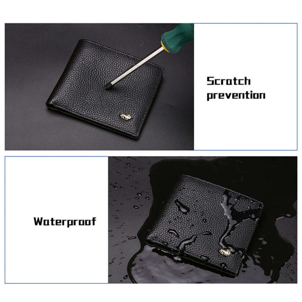 BISON DENIM Genuine Leather Men Wallets Brand Luxury RFID Bifold Wallet Zipper Coin Purse Business Card Holder Wallet N4470 - KIMLUD