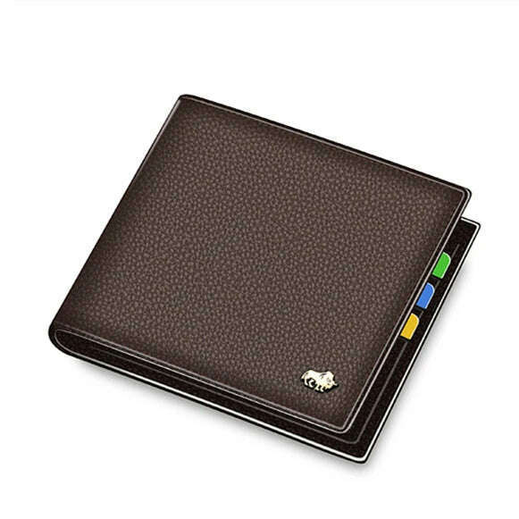 BISON DENIM Genuine Leather Men Wallets Brand Luxury RFID Bifold Wallet Zipper Coin Purse Business Card Holder Wallet N4470 - KIMLUD