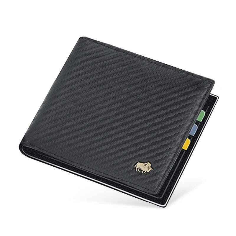 BISON DENIM Genuine Leather Men Wallets Brand Luxury RFID Bifold Wallet Zipper Coin Purse Business Card Holder Wallet N4470 - KIMLUD