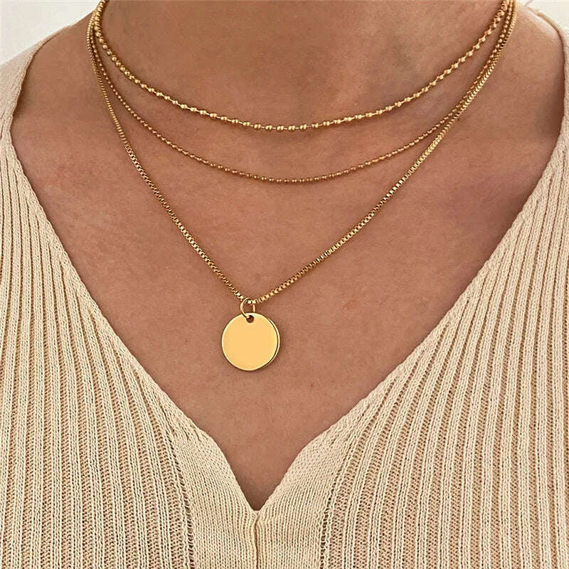 Bohemia Accessories Necklace For Women Trendy Multi-Layer Crystal Cross Lock Heart Pendant Necklaces Set Jewelry Gifts N0391 - KIMLUD