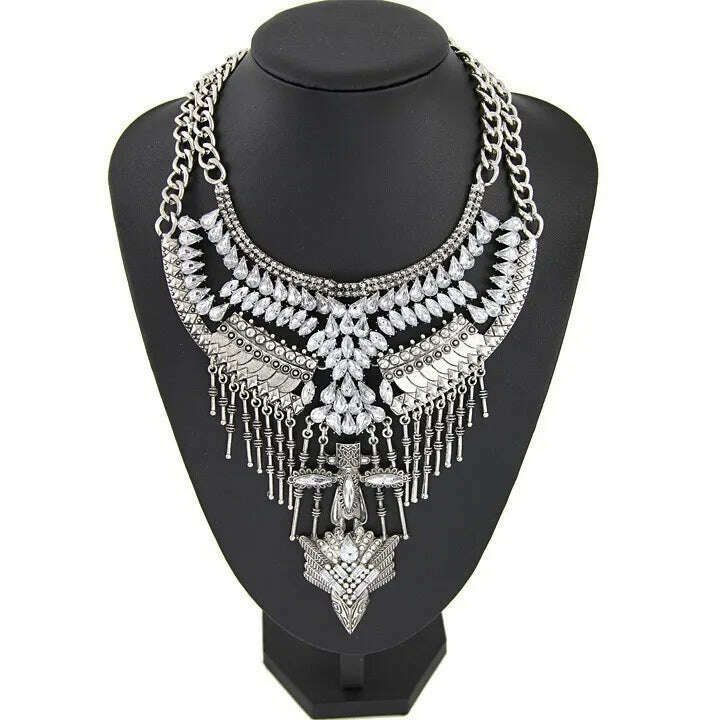 Bohemian Vintage Choker Necklace Women Indian Ethnic Statement Large Collar Necklaces Pendant Maxi Gypsy Big Choker Necklace - KIMLUD