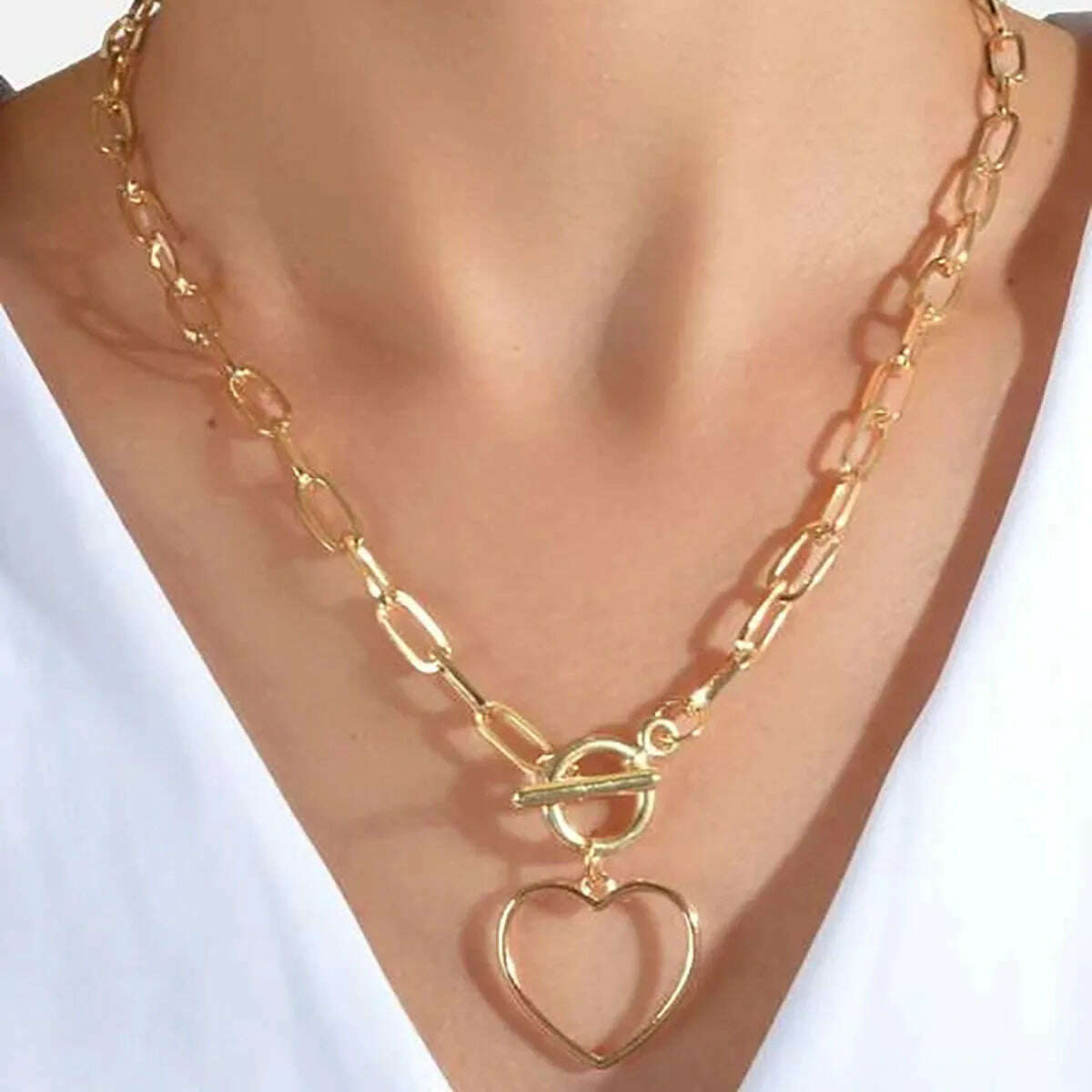 Boho Gold Color Metal Simple Imitation Pearl Round Sequin Moon Butterfly Rose Flower Pendant Necklaces Girls Fashion Jewelry - KIMLUD