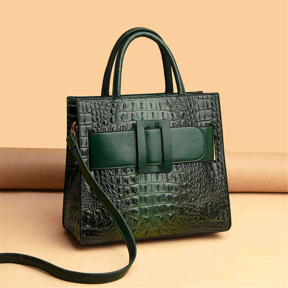 Brand Women Crocodile Handbag Luxury Belt Handbags Women Leather Shoulder Bags Designer Crossbody Bags Female Retro Tote Handbag - KIMLUD
