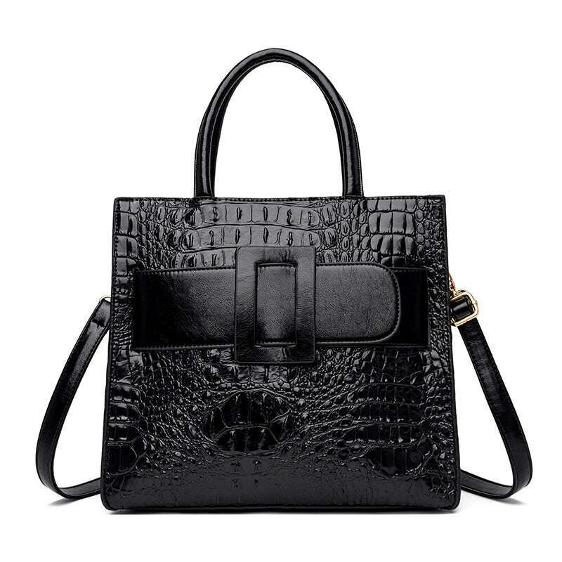 Brand Women Crocodile Handbag Luxury Belt Handbags Women Leather Shoulder Bags Designer Crossbody Bags Female Retro Tote Handbag - KIMLUD