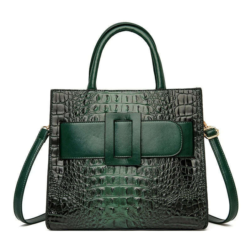 Brand Women Crocodile Handbag Luxury Belt Handbags Women Leather Shoulder Bags Designer Crossbody Bags Female Retro Tote Handbag - KIMLUD