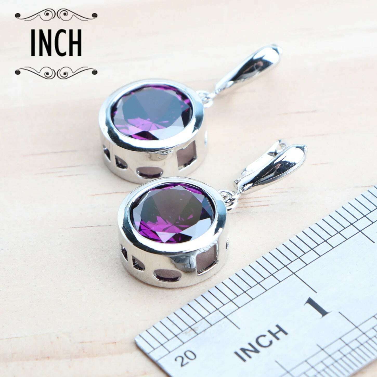 Bridal Silver 925 Jewelry Sets For Women Wedding Jewelry Ladies Purple Zircon Rings Bracelets Set Earrings Pendant Necklace - KIMLUD