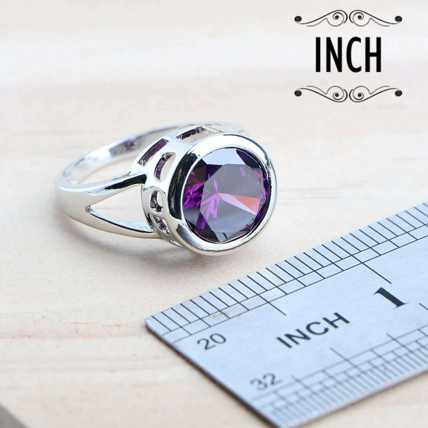 Bridal Silver 925 Jewelry Sets For Women Wedding Jewelry Ladies Purple Zircon Rings Bracelets Set Earrings Pendant Necklace - KIMLUD