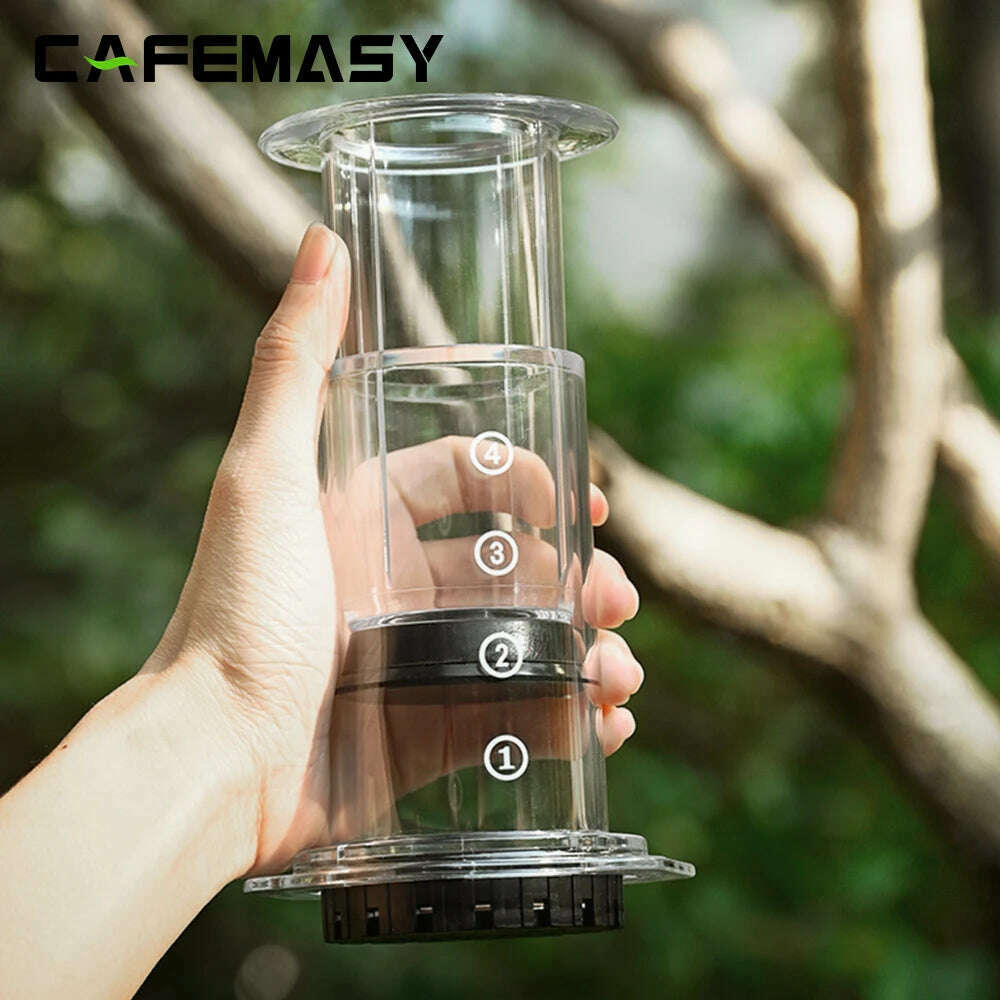 CAFEMASY New Style Transparent Espresso Coffee Maker Portable French Press Coffee Pot With Filter Papers Kit For Aero Press - KIMLUD