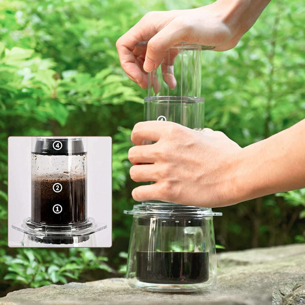CAFEMASY New Style Transparent Espresso Coffee Maker Portable French Press Coffee Pot With Filter Papers Kit For Aero Press - KIMLUD