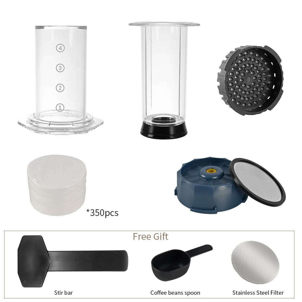 CAFEMASY New Style Transparent Espresso Coffee Maker Portable French Press Coffee Pot With Filter Papers Kit For Aero Press - KIMLUD