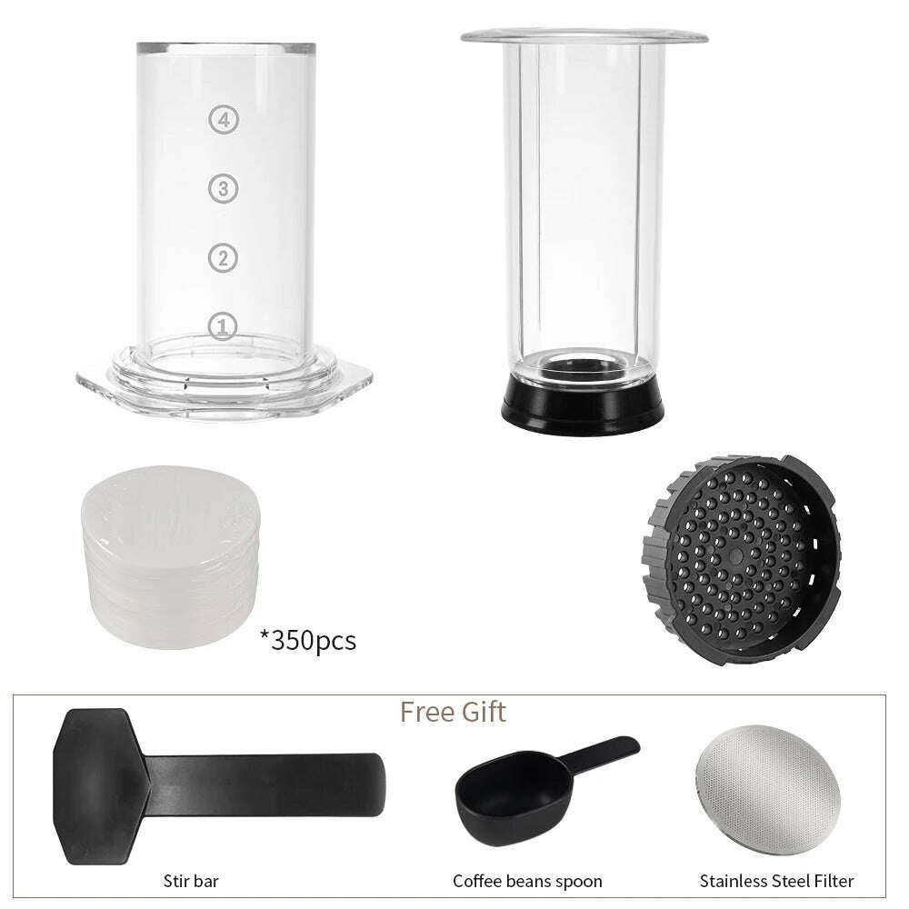 CAFEMASY New Style Transparent Espresso Coffee Maker Portable French Press Coffee Pot With Filter Papers Kit For Aero Press - KIMLUD
