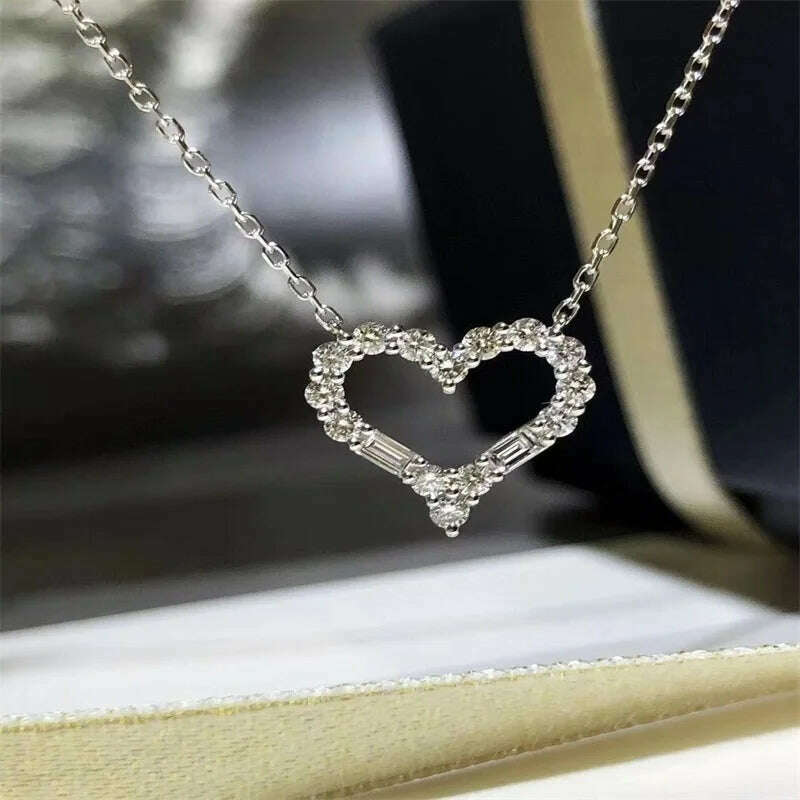 CAOSHI Delicate Exquisite Heart Necklaces for Women Stylish Bridal Wedding Jewelry Charming Crystal Pendant Trendy Accessories - KIMLUD