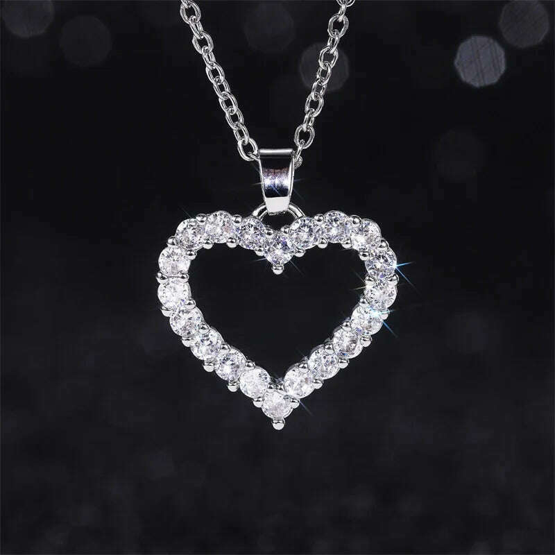 CAOSHI Delicate Exquisite Heart Necklaces for Women Stylish Bridal Wedding Jewelry Charming Crystal Pendant Trendy Accessories - KIMLUD