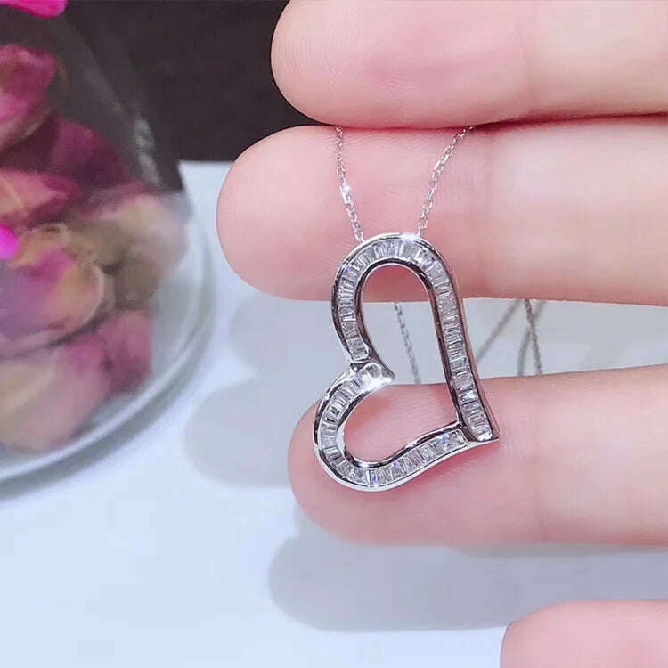 CAOSHI Delicate Exquisite Heart Necklaces for Women Stylish Bridal Wedding Jewelry Charming Crystal Pendant Trendy Accessories - KIMLUD