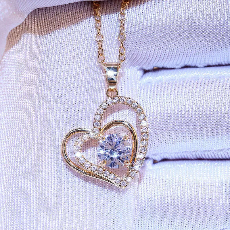 CAOSHI Hollow-out Design Heart Necklace Exquisite Elegant Women Charming Love Pendant Aesthetic Wedding Accessories Chic Jewelry - KIMLUD