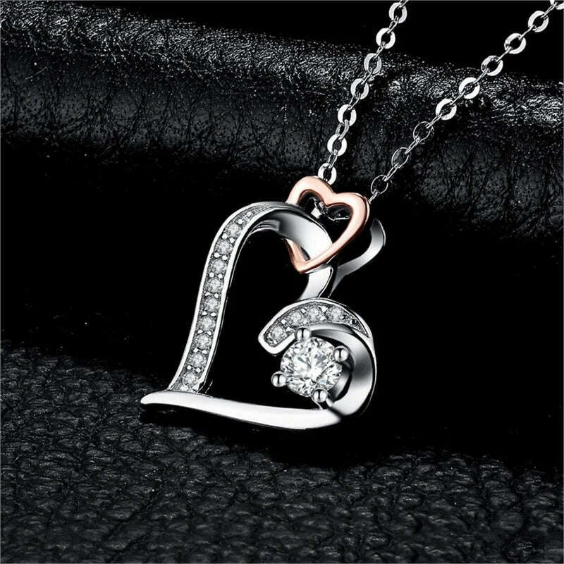 CAOSHI Hollow-out Design Heart Necklace Exquisite Elegant Women Charming Love Pendant Aesthetic Wedding Accessories Chic Jewelry - KIMLUD