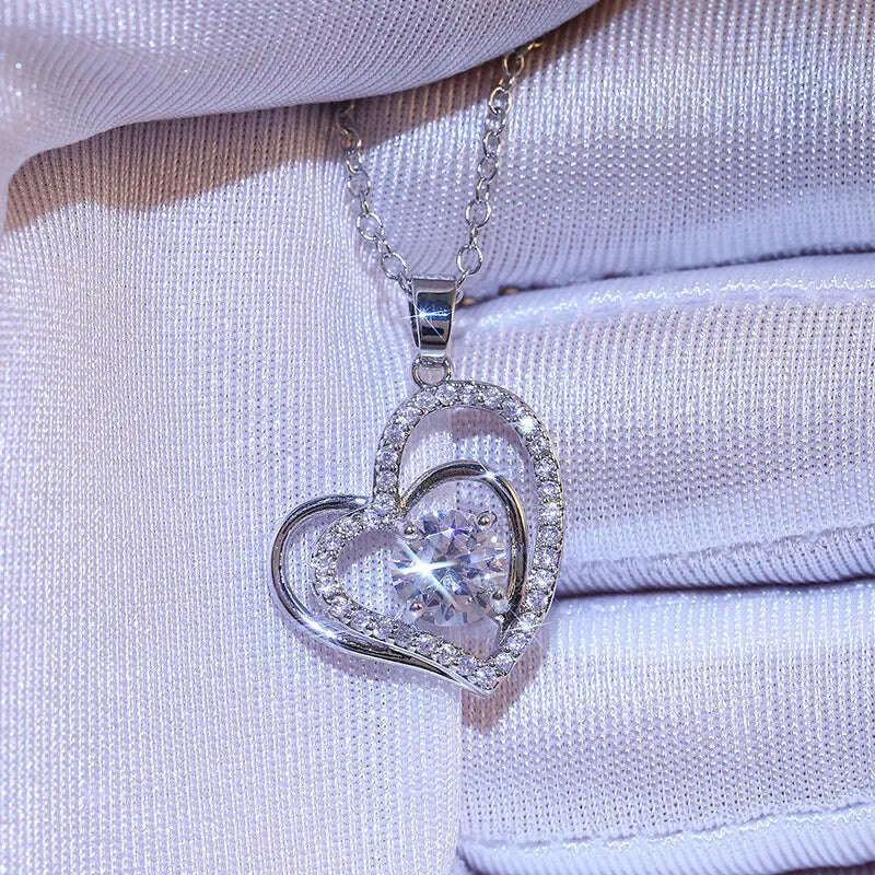 CAOSHI Hollow-out Design Heart Necklace Exquisite Elegant Women Charming Love Pendant Aesthetic Wedding Accessories Chic Jewelry - KIMLUD