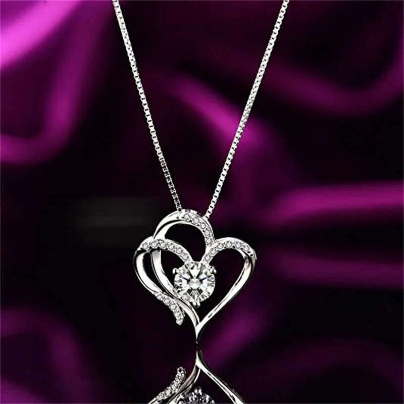 CAOSHI Hollow-out Design Heart Necklace Exquisite Elegant Women Charming Love Pendant Aesthetic Wedding Accessories Chic Jewelry - KIMLUD