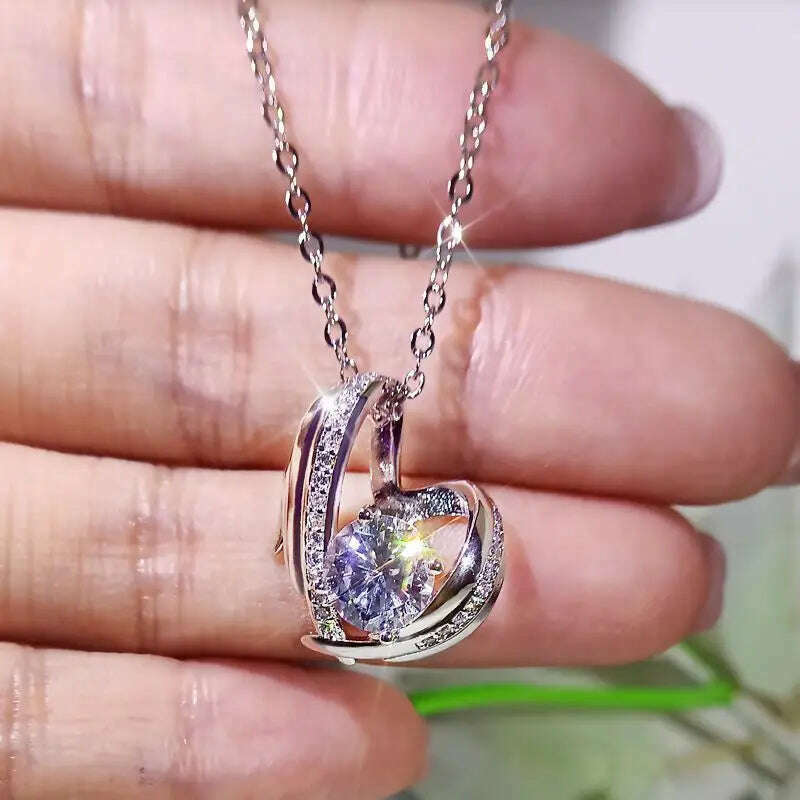 CAOSHI Hollow-out Design Heart Necklace Exquisite Elegant Women Charming Love Pendant Aesthetic Wedding Accessories Chic Jewelry - KIMLUD