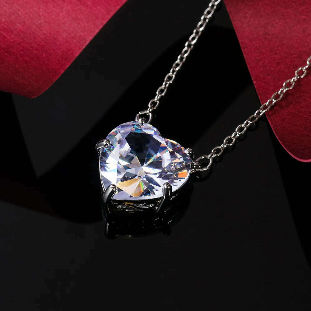 CAOSHI Simple Design Lovely Heart Cubic Zirconia Pendant Necklace for Women Exquisite Wedding Anniversary Gifts Elegant Jewelry - KIMLUD