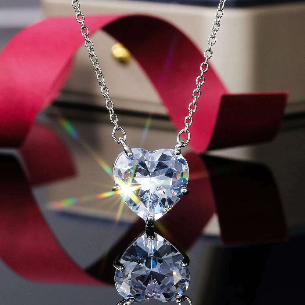 CAOSHI Simple Design Lovely Heart Cubic Zirconia Pendant Necklace for Women Exquisite Wedding Anniversary Gifts Elegant Jewelry - KIMLUD