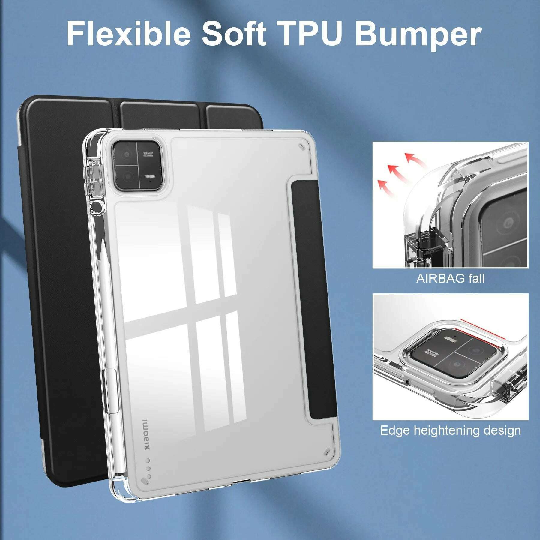 KIMLUD, Case for Xiaomi Mi Pad 5 Pro 11 MiPad 6 Pro 11 7 PRO 11.2 HD Transparent Case Redmi pad SE 11 PRO 12.1" with Awake / Sleep Cover, KIMLUD Womens Clothes