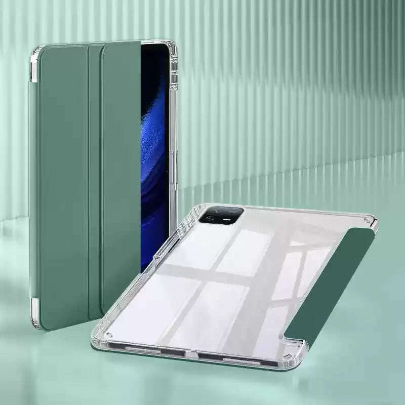 KIMLUD, Case for Xiaomi Mi Pad 5 Pro 11 MiPad 6 Pro 11 7 PRO 11.2 HD Transparent Case Redmi pad SE 11 PRO 12.1" with Awake / Sleep Cover, green / Mipad 6 11 inch, KIMLUD APPAREL - Womens Clothes