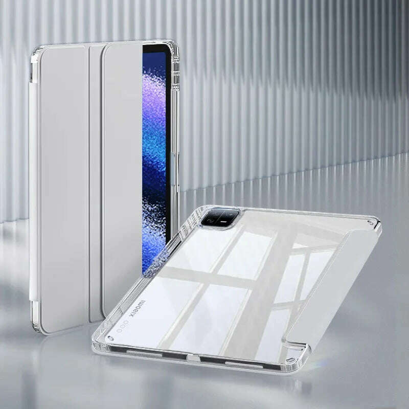 KIMLUD, Case for Xiaomi Mi Pad 5 Pro 11 MiPad 6 Pro 11 7 PRO 11.2 HD Transparent Case Redmi pad SE 11 PRO 12.1" with Awake / Sleep Cover, GRAY / Mipad 5 11 inch, KIMLUD APPAREL - Womens Clothes
