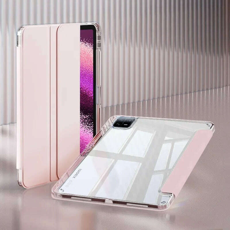 KIMLUD, Case for Xiaomi Mi Pad 5 Pro 11 MiPad 6 Pro 11 7 PRO 11.2 HD Transparent Case Redmi pad SE 11 PRO 12.1" with Awake / Sleep Cover, Pink / Mipad 5 11 inch, KIMLUD APPAREL - Womens Clothes