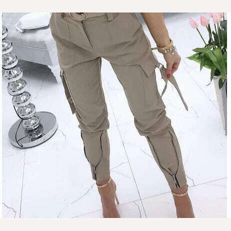 Casual pants women's trousers solid color overalls - KIMLUD